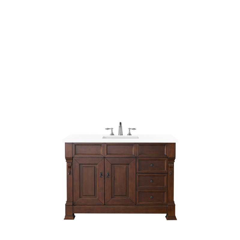 James Martin Brookfield 48" Warm Cherry Single Vanity with 3 cm Classic White Quartz Top 147-114-5286-3CLW