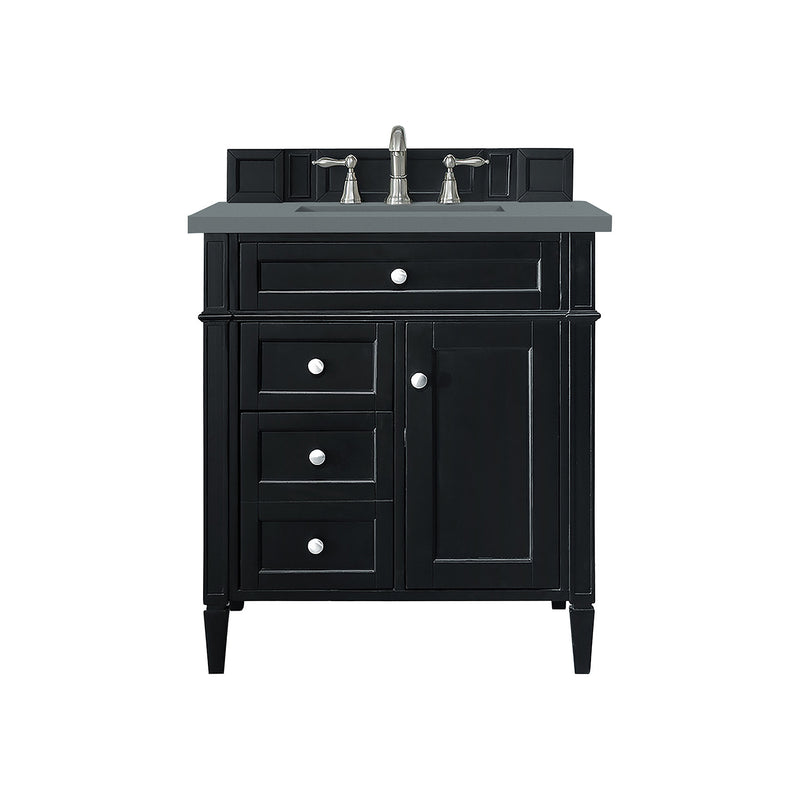 James Martin Brittany 30" Single Vanity Black Onyx with 3 cm Cala Blue Quartz Top 650-V30-BKO-3CBL