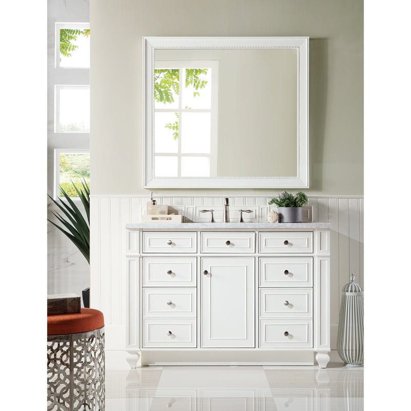 James Martin Bristol 48" Single Vanity Bright White with 3 cm Carrara Marble Top 157-V48-BW-3CAR