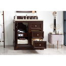 James Martin De Soto 36" Single Vanity Burnished Mahogany with 3 cm Eternal Marfil Quartz Top 825-V36-BNM-3EMR