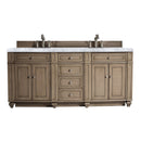 James Martin Bristol 72" Double Vanity Whitewashed Walnut with 3 cm Carrara Marble Top 157-V72-WW-3CAR