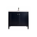 James Martin Britannia 39.5" Single Vanity Cabinet Navy Blue with White Glossy Composite Countertop E652V39.5NVBWG