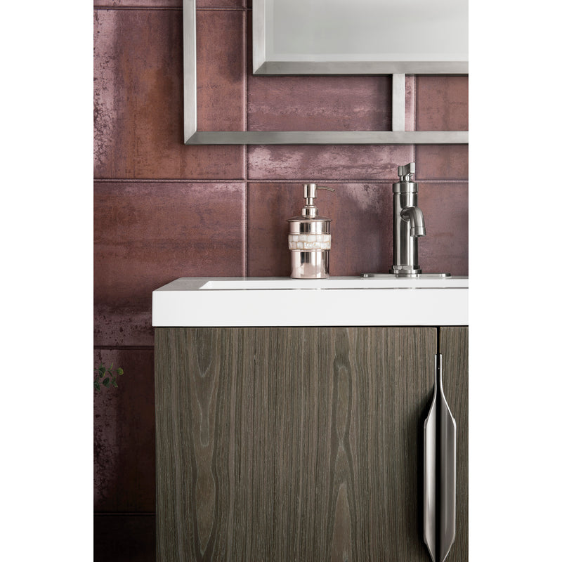 James Martin Columbia 31.5" Single Vanity Cabinet Ash Gray with White Glossy Resin Countertop 388-V31.5-AGR-WG