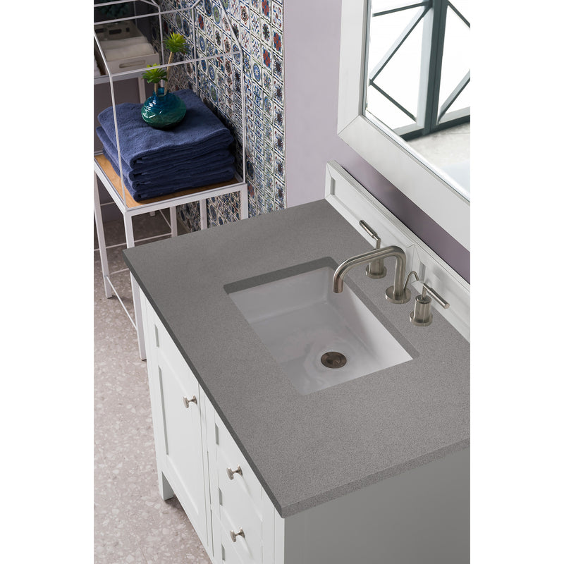 James Martin Palisades 36" Single Vanity Bright White with 3 cm Grey Expo Quartz Top 527-V36-BW-3GEX