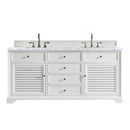 James Martin Savannah 72" Bright White Double Vanity with 3 cm Carrara Marble Top 238-104-V72-BW-3CAR