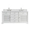 James Martin Savannah 72" Bright White Double Vanity with 3 cm Carrara Marble Top 238-104-V72-BW-3CAR