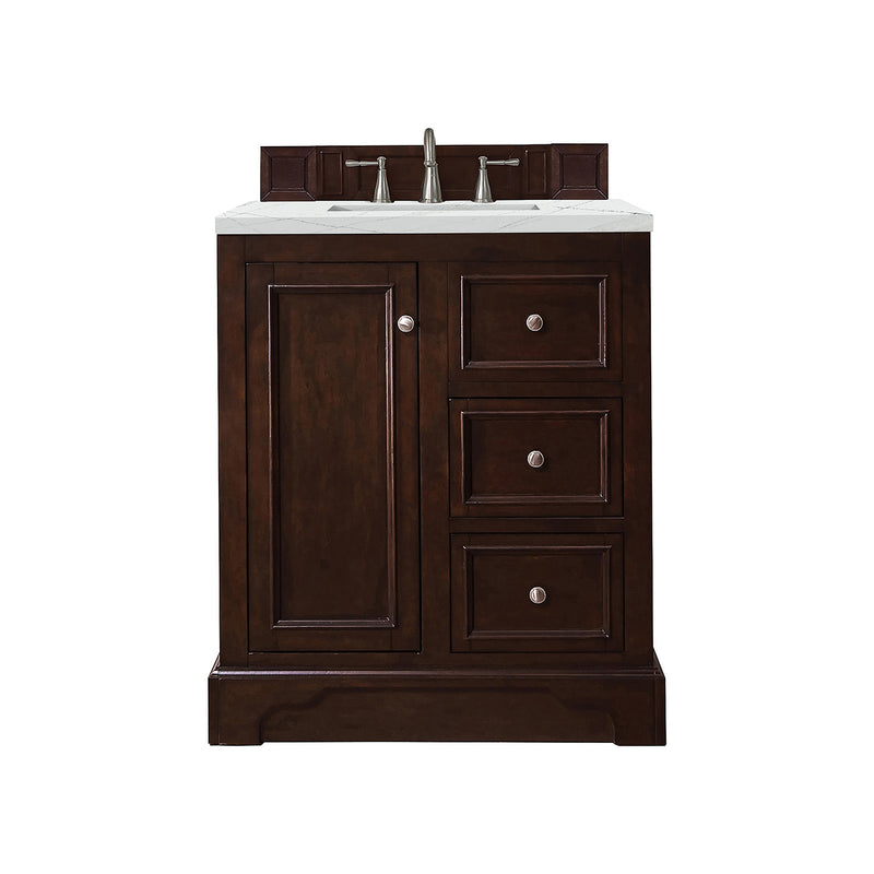 James Martin De Soto 30" Single Vanity Burnished Mahogany with 3 cm Ethereal Noctis Quartz Top 825-V30-BNM-3ENC