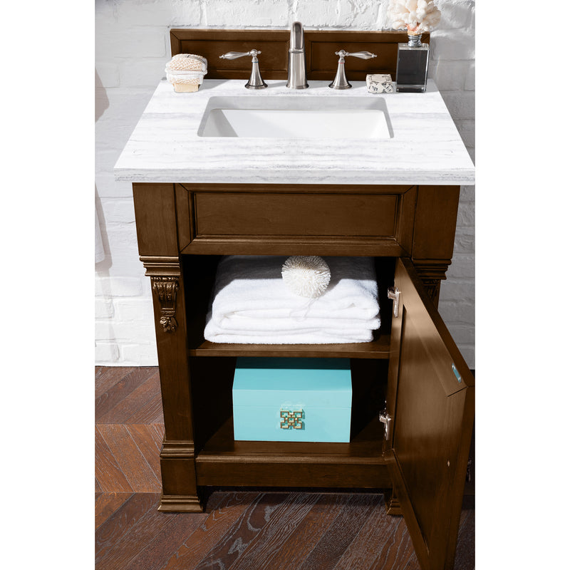 James Martin Brookfield 26" Country Oak Single Vanity with 3 cm Arctic Fall Solid Surface Top 147-114-V26-COK-3AF