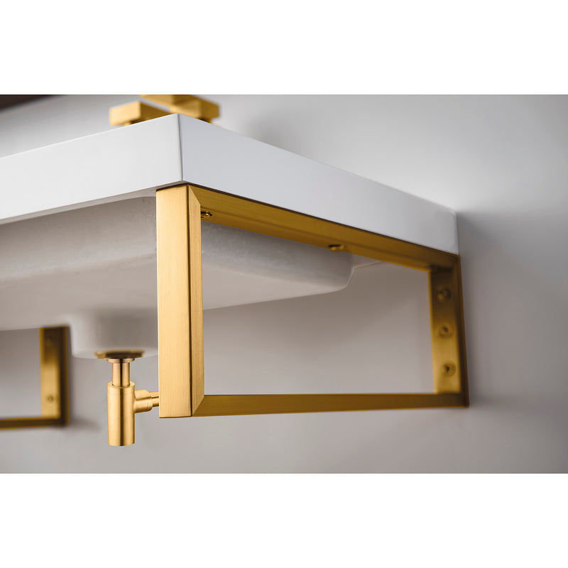 James Martin Three Boston 18" Wall Brackets Radiant Gold with 47" White Glossy Composite Countertop 055BK18RGD47WG2