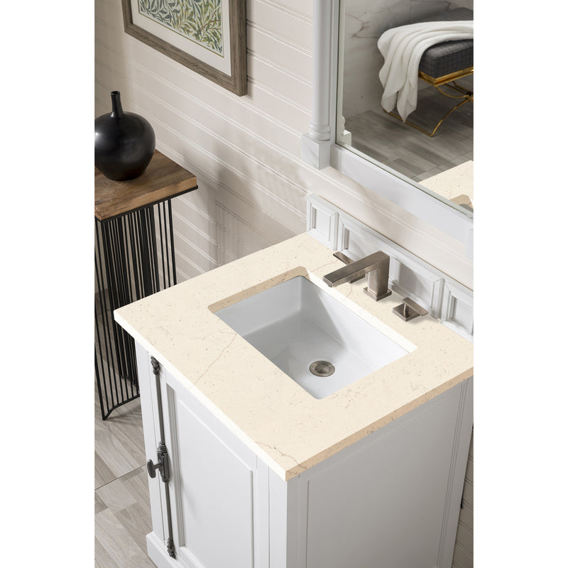 James Martin Providence 26" Single Vanity Cabinet Bright White with 3 cm Eternal Marfil Quartz Top 238-105-V26-BW-3EMR