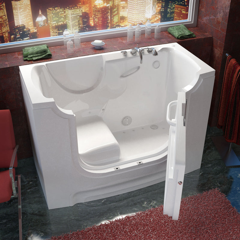 MediTub Wheel Chair Accessible 30" x 60" Right Drain White Air Jetted Wheelchair Accessible Bathtub