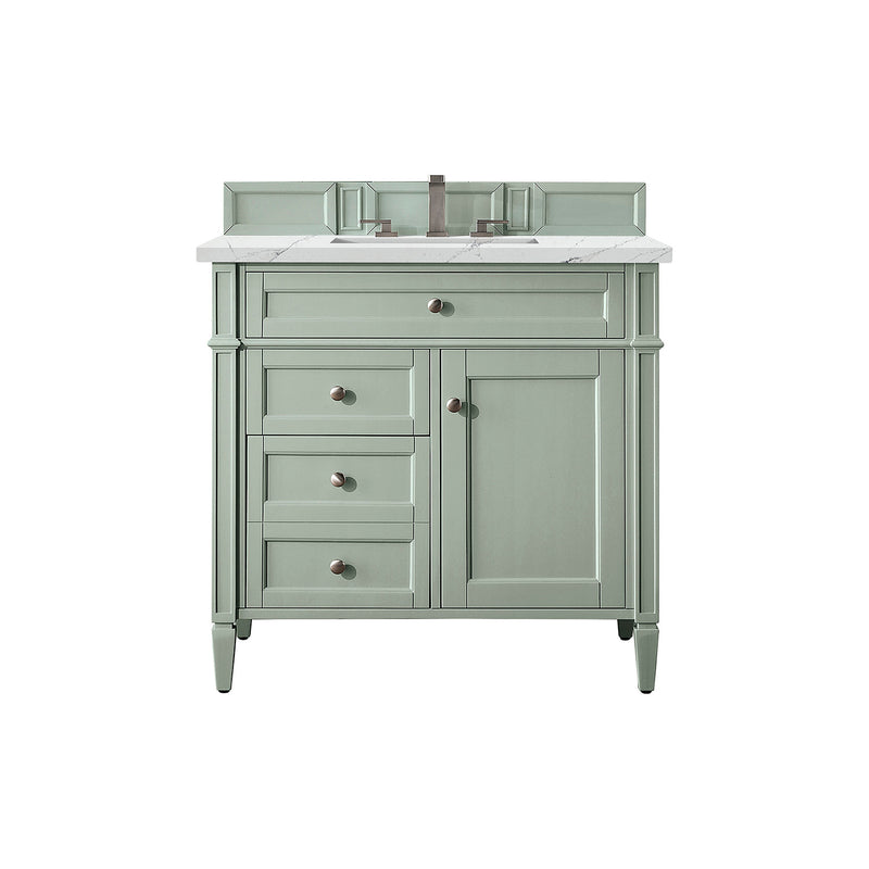 James Martin Brittany 36" Sage Green Single Vanity with 3 cm Ethereal Noctis Quartz Top 650-V36-SGR-3ENC