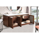 James Martin Athens 60" Single Vanity Cabinet Mid Century Acacia with 3 cm Classic White Quartz Top E645-V60S-MCA-3CLW