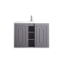 James Martin Alicante' 39.5" Single Vanity Cabinet Gray Smoke with White Glossy Composite Countertop E110V39.5GSMWG