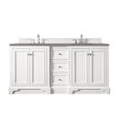 James Martin De Soto 72" Double Vanity Bright White with 3 cm Grey Expo Quartz Top 825-V72-BW-3GEX