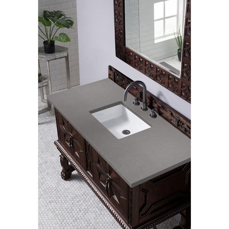 James Martin Balmoral 48" Single Vanity Cabinet Antique Walnut with 3 cm Gray Expo Quartz Top 150-V48-ANW-3GEX