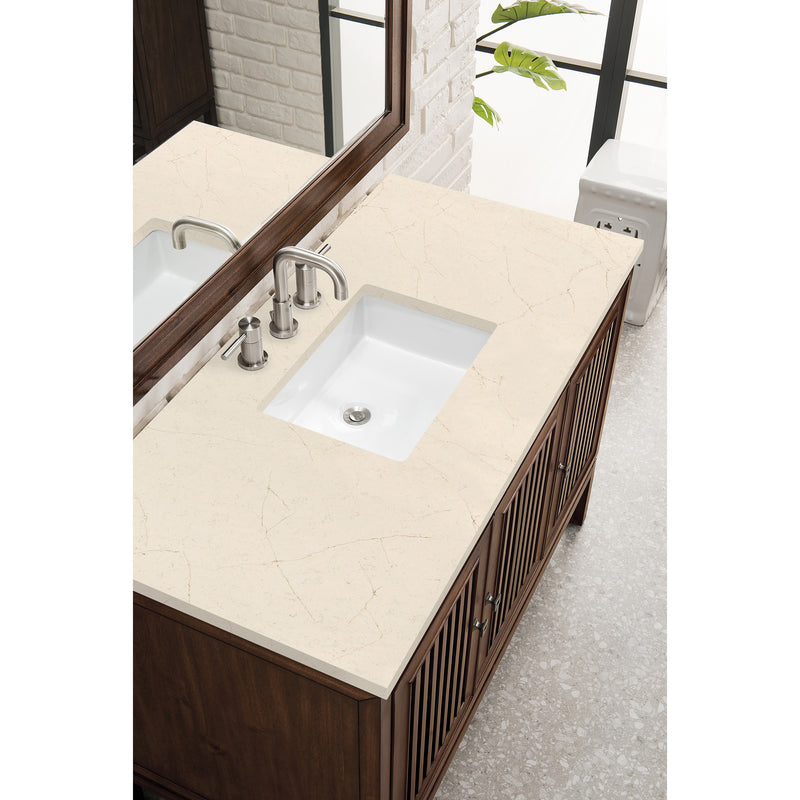 James Martin Athens 48" Single Vanity Cabinet Mid Century Acacia with 3 cm Eternal Marfil Top E645-V48-MCA-3EMR