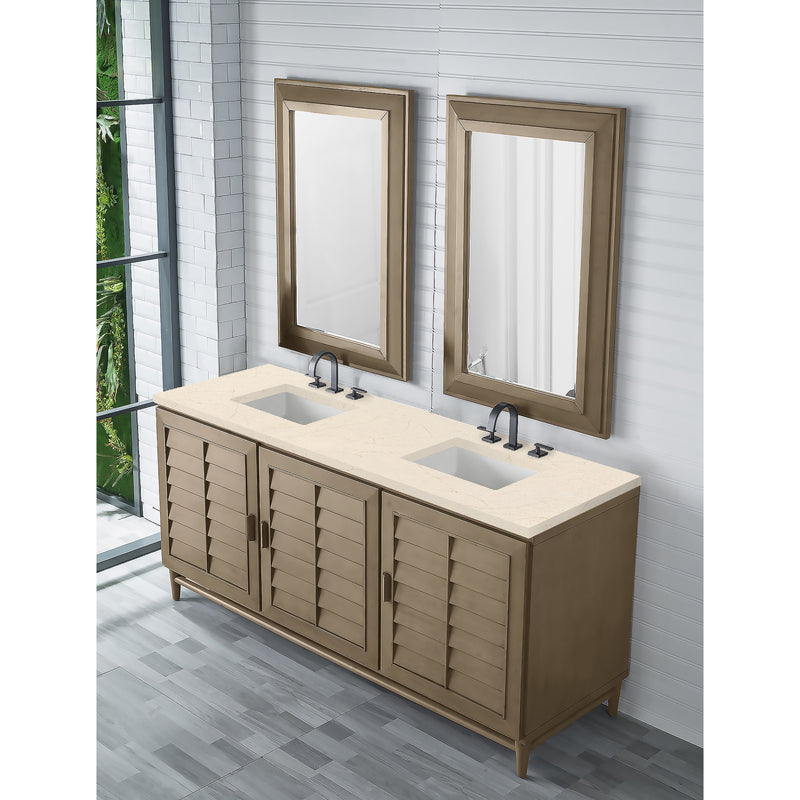 James Martin Portland 72" Double Vanity Whitewashed Walnut with 3 cm Eternal Marfil Quartz Top 620-V72-WW-3EMR