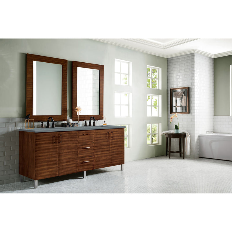 James Martin Metropolitan 72" Double Vanity American Walnut with 3 cm Cala Blue Quartz Top 850-V72-AWT-3CBL