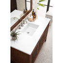 James Martin Athens 48" Single Vanity Cabinet Mid Century Acacia with 3 cm Classic White Quartz Top E645-V48-MCA-3CLW