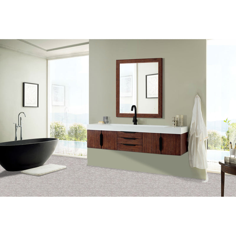 James Martin Mercer Island 72" Single Vanity Coffee Oak Matte Black with Glossy White Composite Top 389-V72S-CFO-MB-GW