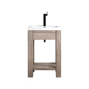 James Martin Brooklyn 24" Wooden Sink Console Platinum Ash with White Glossy Composite Countertop C205V24PTAWG