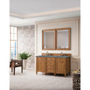 James Martin Brittany 60" Saddle Brown Double Vanity with 3 cm Cala Blue Quartz Top 650-V60D-SBR-3CBL