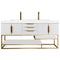 James Martin Columbia 72" Double Vanity Glossy White Radiant Gold with Glossy White Composite Top 388-V72D-GW-RG-GW