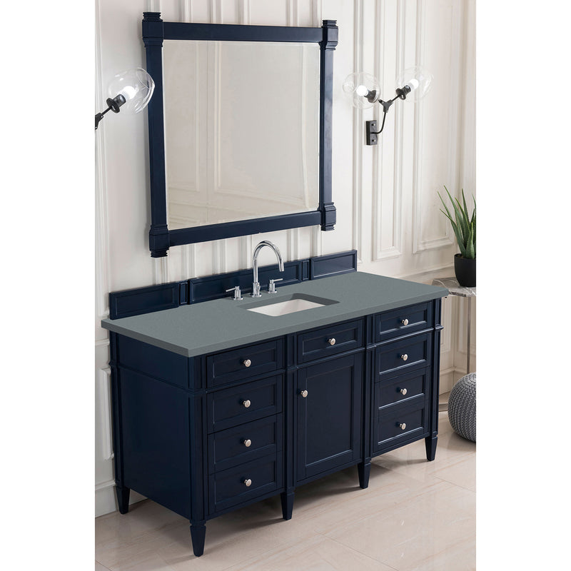 James Martin Brittany 60" Victory Blue Single Vanity with 3 cm Cala Blue Quartz Top 650-V60S-VBL-3CBL