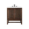 James Martin Athens 30" Single Vanity Cabinet Mid Century Acacia with 3 cm Classic White Quartz Top E645-V30-MCA-3CLW