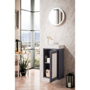 James Martin Chianti 16" Single Vanity Cabinet Mineral Gray with White Glossy Composite Countertop E303V16MGWG