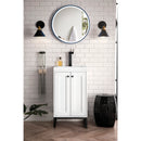 James Martin Chianti 20" Single Vanity Cabinet Glossy White Matte Black with White Glossy Resin Countertop E303-V20-GW-MBK-WG