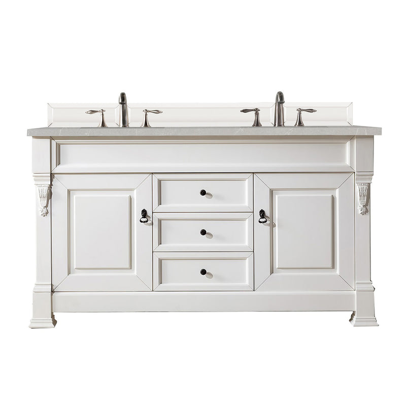 James Martin Brookfield 60" Bright White Double Vanity with 3 cm Eternal Serena Quartz Top 147-V60D-BW-3ESR