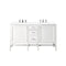 James Martin Addison 60" Double Vanity Cabinet Glossy White with 3 cm Classic White Quartz Top E444-V60D-GW-3CLW