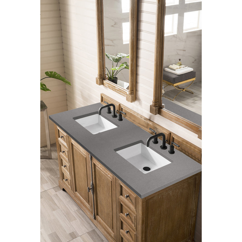 James Martin Providence 60" Double Vanity Cabinet Driftwood with 3 cm Gray Expo Quartz Top 238-105-5611-3GEX