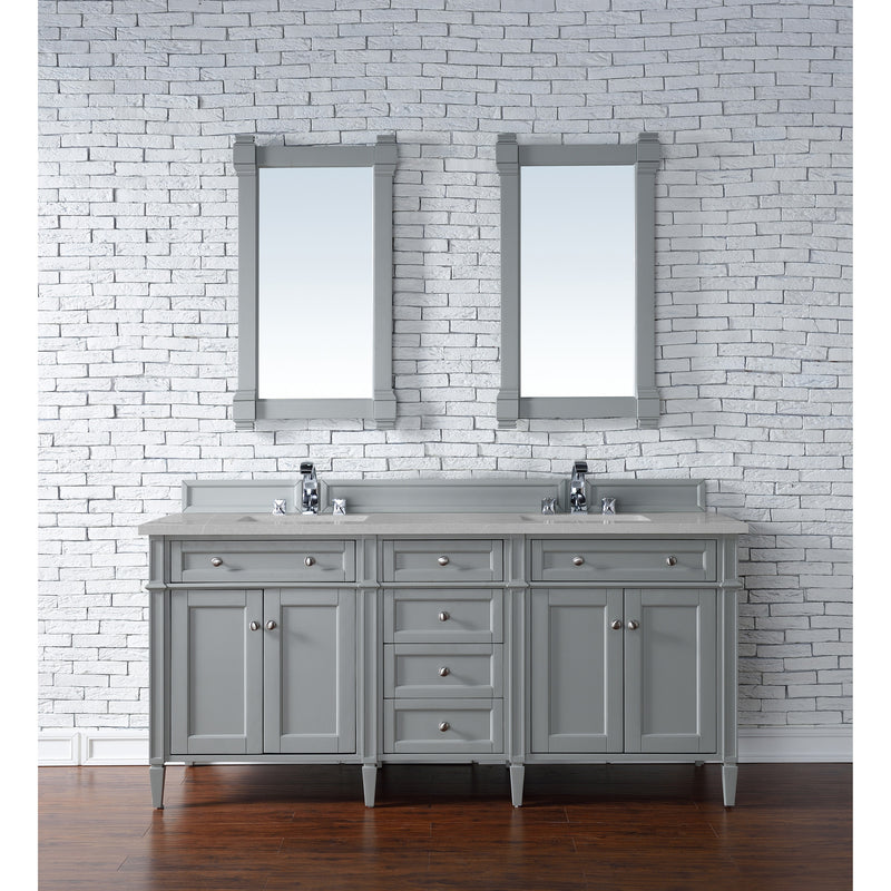 James Martin Brittany 72" Urban Gray Double Vanity with 3 cm Eternal Serena Quartz Top 650-V72-UGR-3ESR