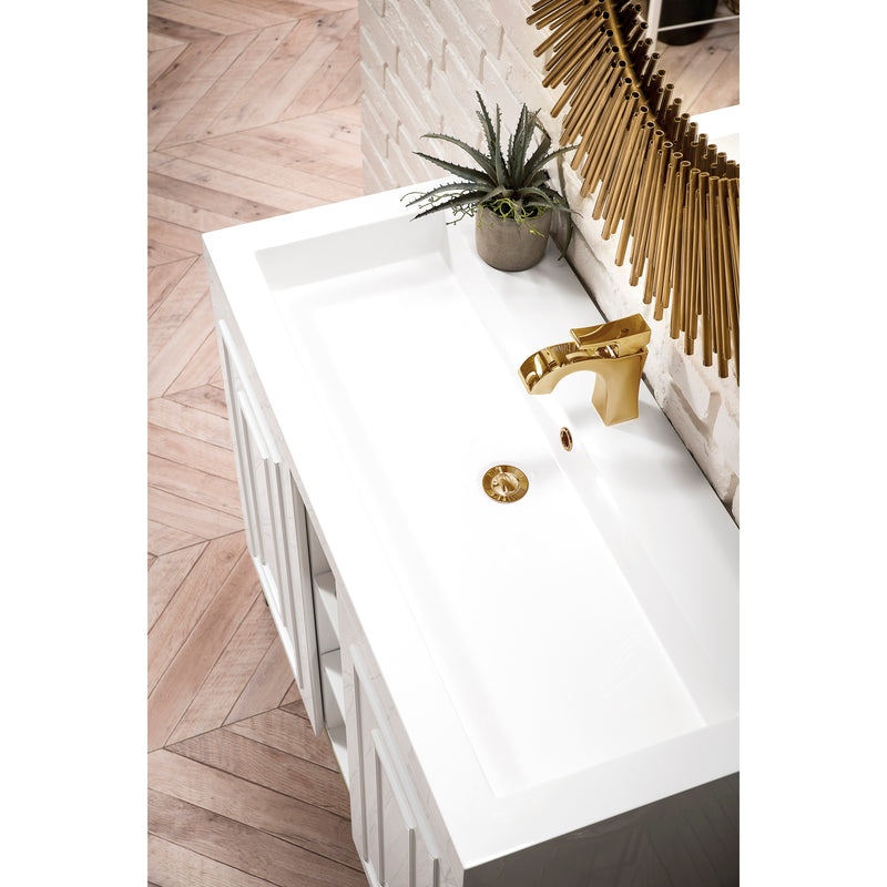 James Martin Alicante' 39.5" Single Vanity Cabinet Glossy White with White Glossy Resin Countertop E110-V39.5-GW-WG