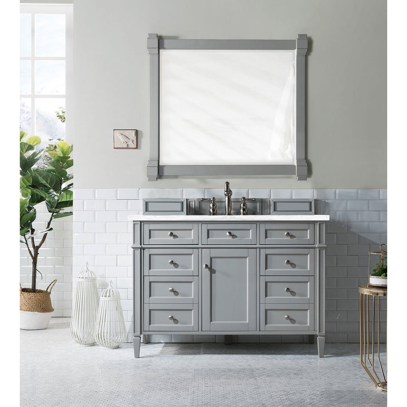 James Martin Brittany 48" Urban Gray Single Vanity with 3 cm Arctic Fall Solid Surface Top 650-V48-UGR-3AF