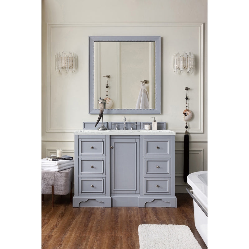 James Martin De Soto 48" Single Vanity Silver Gray with 3 cm Ethereal Noctis Quartz Top 825-V48-SL-3ENC