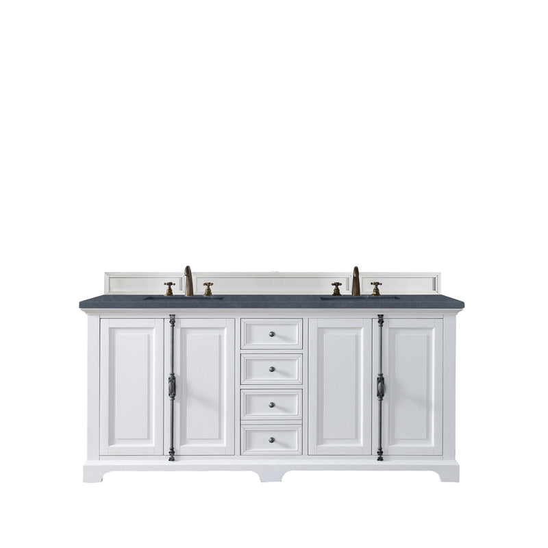 James Martin Providence 72" Double Vanity Cabinet Bright White with 3 cm Charcoal Soapstone Quartz Top 238-105-V72-BW-3CSP