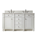 James Martin Bristol 60" Double Vanity Bright White with 3 cm Eternal Jasmine Pearl Quartz Top 157-V60D-BW-3EJP