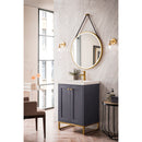 James Martin Chianti 24" Single Vanity Cabinet Mineral Gray Radiant Gold with White Glossy Resin Countertop E303-V24-MG-RGD-WG