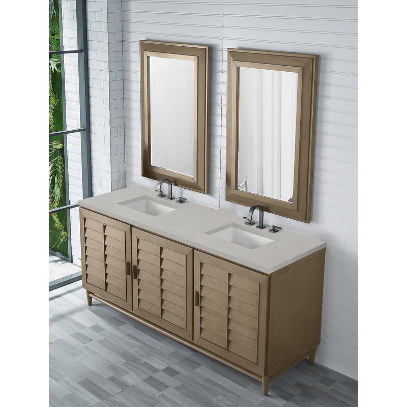 James Martin Portland 72" Double Vanity Whitewashed Walnut with 3 cm Eternal Serena Quartz Top 620-V72-WW-3ESR