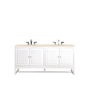 James Martin Athens 72" Double Vanity Cabinet Glossy White with 3 cm Eternal Marfil Top E645-V72-GW-3EMR