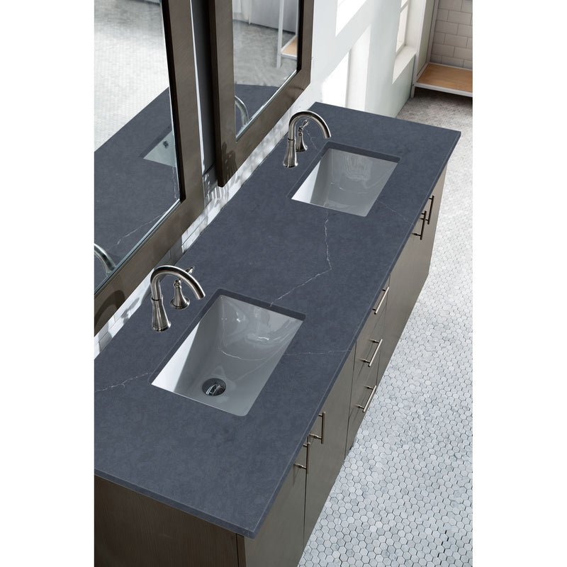 James Martin Metropolitan 72" Double Vanity Silver Oak with 3 cm Charcoal Soapstone Quartz Top 850-V72-SOK-3CSP