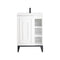 James Martin Alicante' 24" Single Vanity Cabinet Glossy White Matte Black with White Glossy Composite Countertop E110V24GWMBKWG