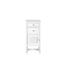 James Martin Athens 15" Cabinet with Drawers and Door Glossy White with 3 cm Carrara Marble Top E645-B15L-GW-3CAR