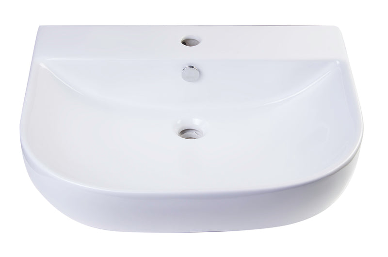 ALFI 24" White D-Bowl Porcelain Wall Mounted Bath Sink AB111