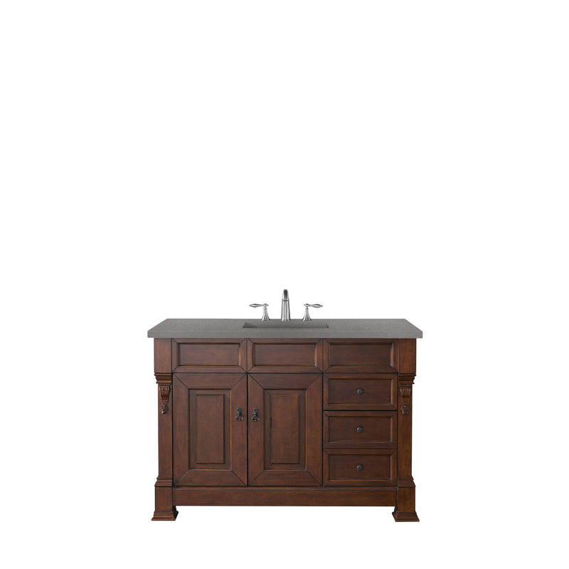 James Martin Brookfield 48" Warm Cherry Single Vanity with 3 cm Grey Expo Quartz Top 147-114-5286-3GEX