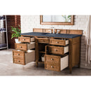 James Martin Brittany 60" Saddle Brown Single Vanity with 3 cm Charcoal Soapstone Quartz Top 650-V60S-SBR-3CSP